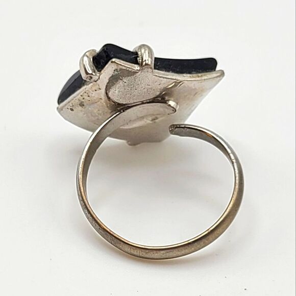 Retro 60's Judy-Lee Black Onyx Adjustable Ring - Picture 5 of 6